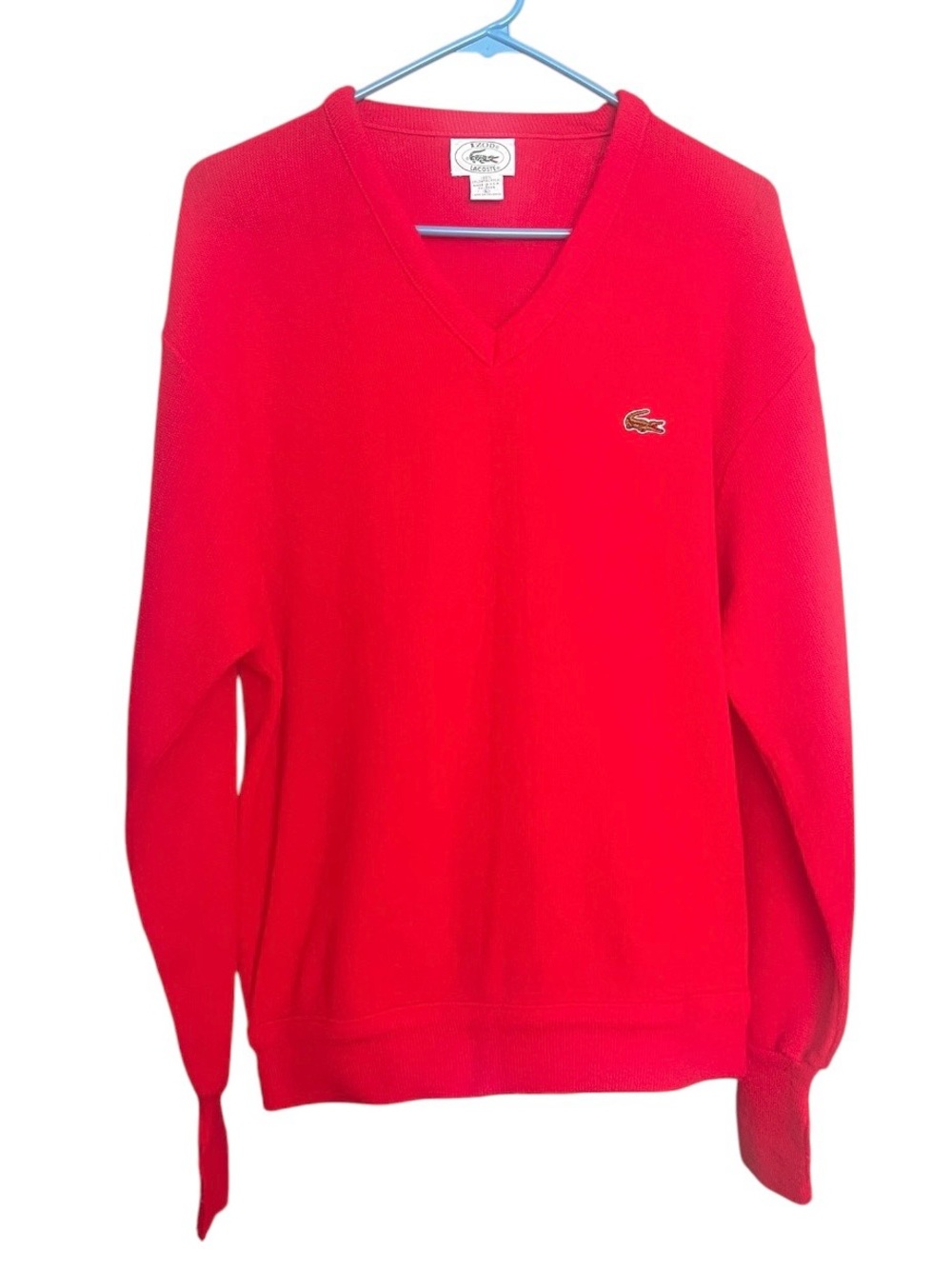 Lacoste Preppy VTG 80s Old Money Sweater Tennis Golf Grandpacore Holiday Red LRG